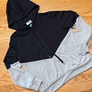 Kaileigh Black and Gray Chevron Colorblock Hoodie